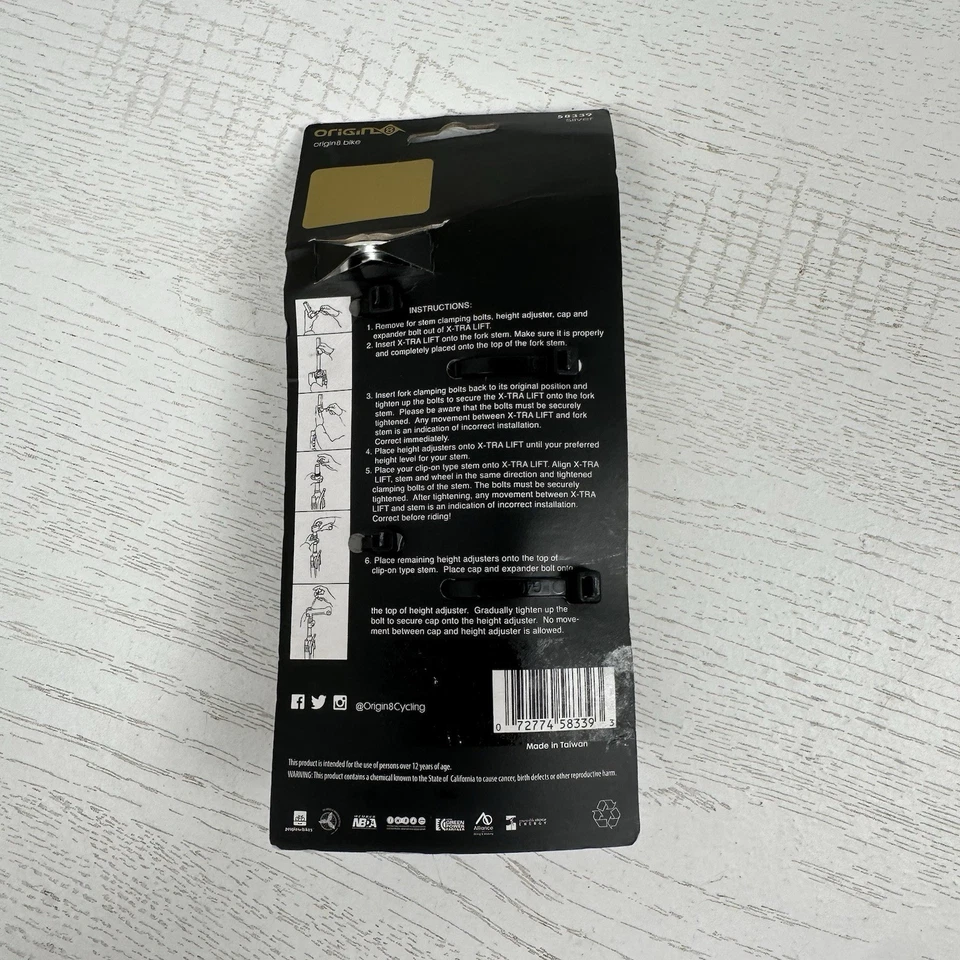 Origin8 Stem Riser X-Tra Lift 1 1/8” Threadless Extension 75mm Silver 58339 - Image 2 of 4