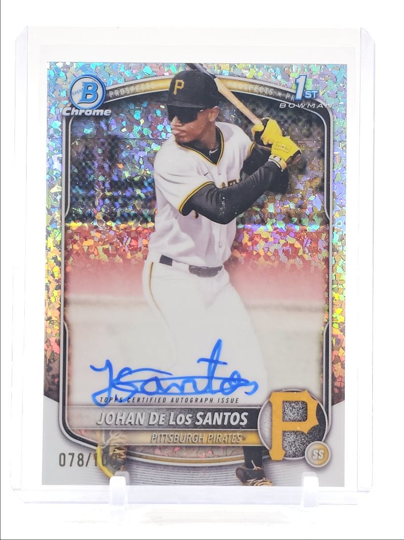 JOHAN DE LOS SANTOS 2025 BOWMAN CHROME 1ST MINI DIAMOND AUTO /100 Q4920