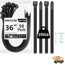 Large Zip Ties 36 inch 50 Pack, Long Zip Ties Heavy Duty with 250 lb Tensile ...
