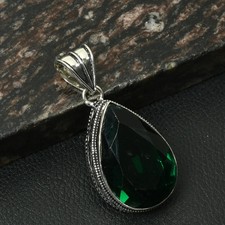 Green Quartz Gemstone Handmade Antique Design Pendant Jewelry Gift 2.2