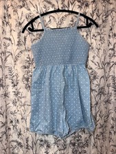 Wonder Nation Girls Polka Dot Smocked Romper Spaghetti Strap L 10/12
