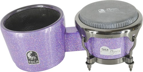 Toca Jimmie Morales Signature Purple Sparkle Bongo Drums 7 8.5 BROKEN HEADSTOCK