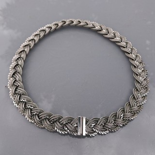 Dior Henkel Grosse Flecht Knoten Collier Choker um 1960 Top Zustand Silbern