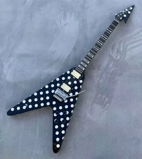 Randy Polka Dots V Model Electric Guitar Floydrse Tremolo Glossy Finished