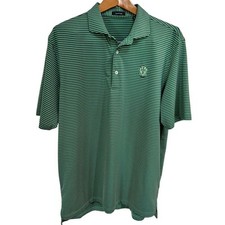 Turtleson Men's Green Striped Polo Shirt L Short Sleeve Casual like new