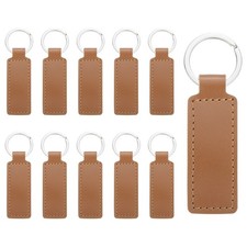 10Pcs Leather Rectangle Laser Engraving Keychain Blanks Brown 3.7"x1"