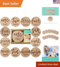 6pcs Baby Monthly Milestone Discs - Elegant Cursive Wooden Photo Props For Ne...
