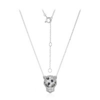 Cavill Silber Halskette Pantherkopf Schwarz Saphire Zirkonia 925 Damen