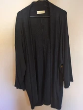  EUC Duster Cardigan Sweater  Hand Loomed USA Open Front Long Sleeve Black XL
