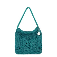 The Sak Ava Mini Hobo Bag in Crochet, Double Handles, Azure Patch