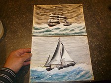 Tableau sur Carton Bateau Marine Voile Voilier Nautisme Régate 3 Mats