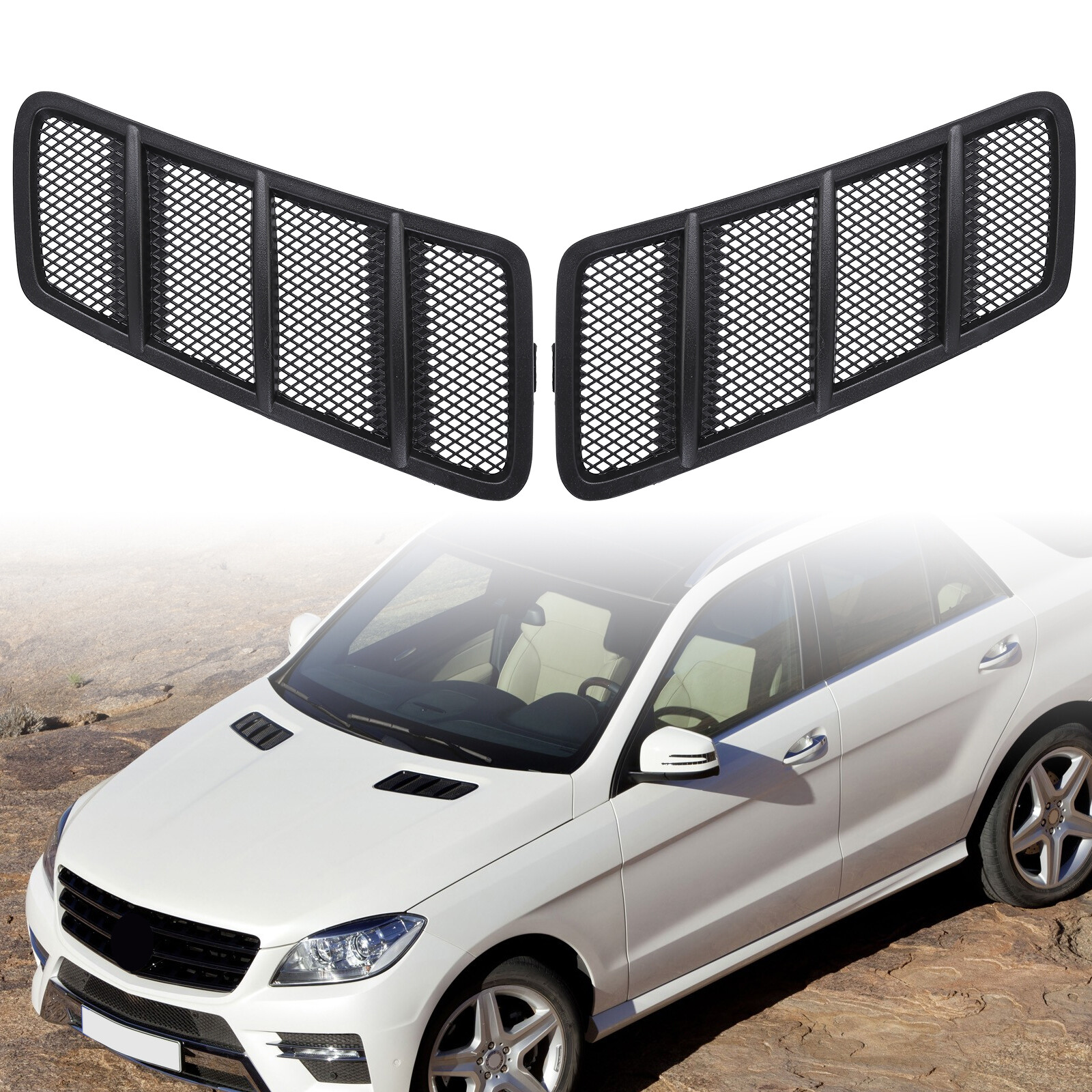 2012-2015 Mercedes Benz Front Left & Right Hood Air Vent Grille Cover Pair