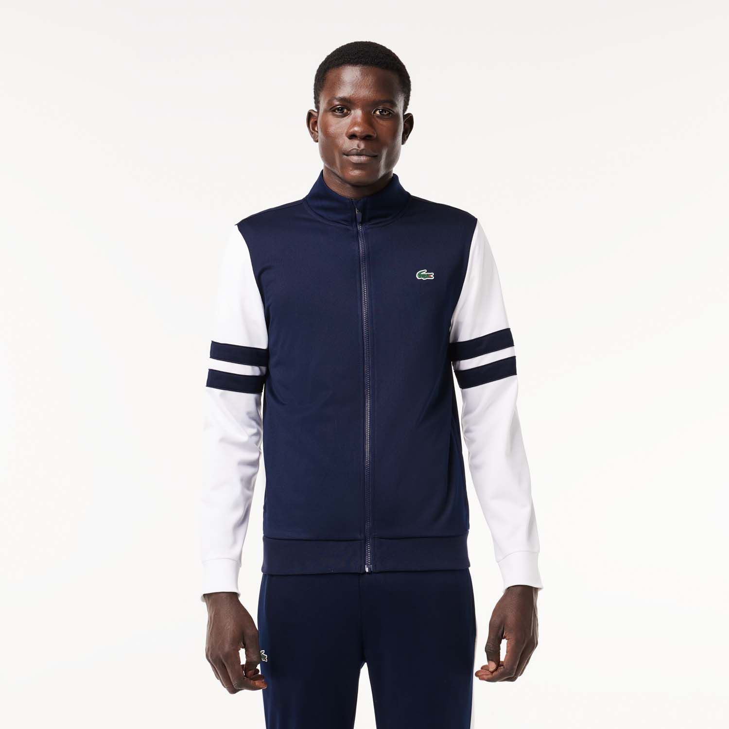 Herren Lacoste Sportanzug gestreift Tennis Full Zip Jacke in Blau 29790₽