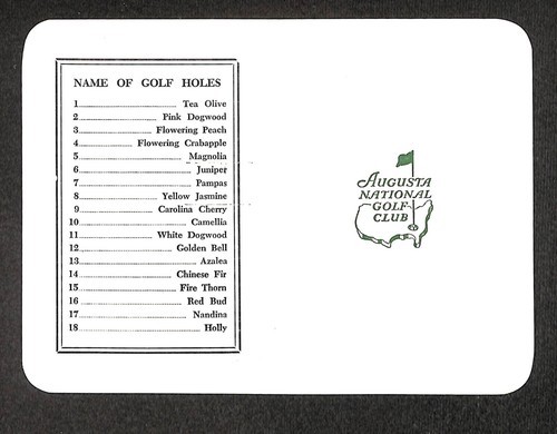 RAY FLOYD 1976 & TOM WATSON 1977 AUGUSTA NATIONAL MASTERS ORIGINAL SCORECARD - 第 1/2 張圖片
