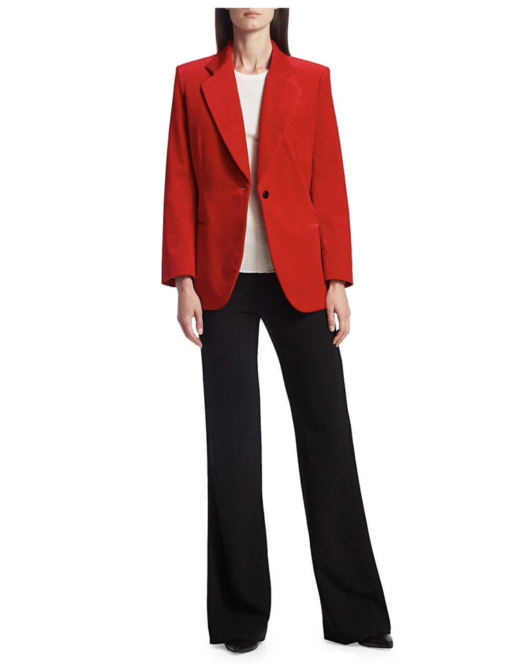 NWT $550 Theory Red Velvet Blazer 0 - Image 2 of 4