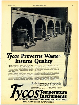 1928 Taylor Instrument Co. Ad: Ault & Wiborg Varnish Works Pic Cincinnati, OhiO