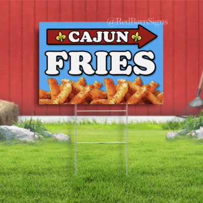 Cajun French Fries Lawn Yard Sign Single-Sided with metal H-Stakes