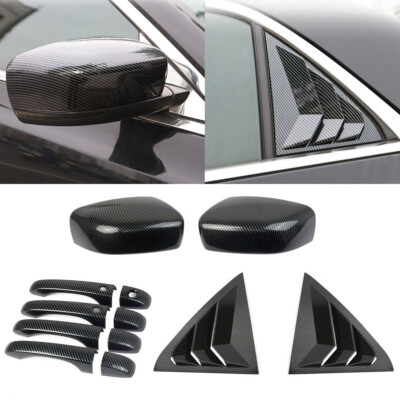 Rearview Mirror Door Handle Window Louver Cover Kit For Chrysler 300C 11+ Carbon
