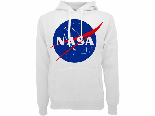 FELPA ORIGINALE NASA LOGO Aerospaziale CON CAPPUCCIO Uomo Donna UFFICIALE  bianca | eBay