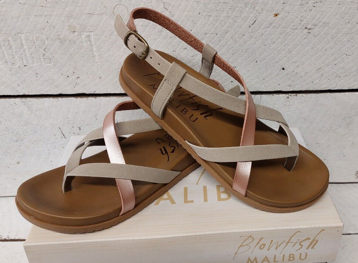Ladies Blowfish Malibu Camden Vegan Strappy Toe Post Micro Wedge Sandals