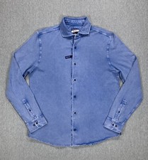 Johnnie-O Surfside Long Sleeve Textured Button Down Blue Collared Shirt Men's L