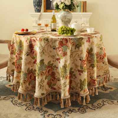 Tassel Tablecloth Chenille Dining Tables Cloth Jacquard Embroidery Table Cover