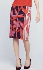 NWT ANTHROPOLOGIE Cordyline Pencil Skirt Small by Maeve in Navy/Corral/Mauve 88