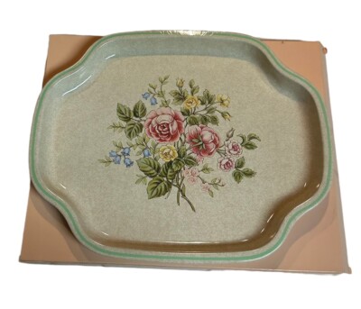 Vintage 80's Avon Floral Cottage Metal Vanity Tray Made in England NEW NOS