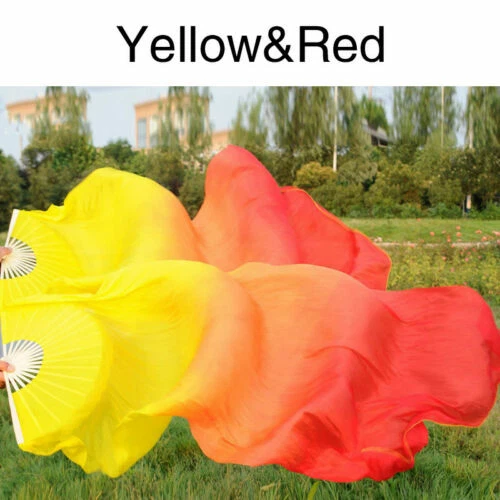 1.8m Long Belly Dance Silk Bamboo Fan Veil 1 Pair(L+R) 6 Colors - Picture 10 of 20