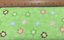 Floral on Green 15 X 42 Flannel Fabric 1835