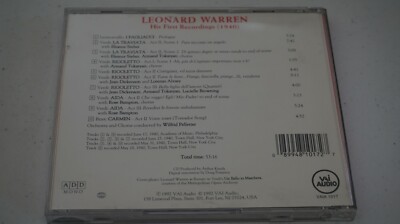 【中古】 His First Recordings 1940 Warren ,Leoncavallo ,Verdi RUGGERO LEONCAVALLO - Leonard Warren: His First Recordings - CD