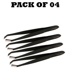 Forgica Professional Stainless Steel Plain Coated Black Tweezers