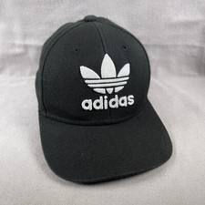 Adidas Hat Kids One Size Black Wool Blend Snapback Cap Embroidered 3 Stripe