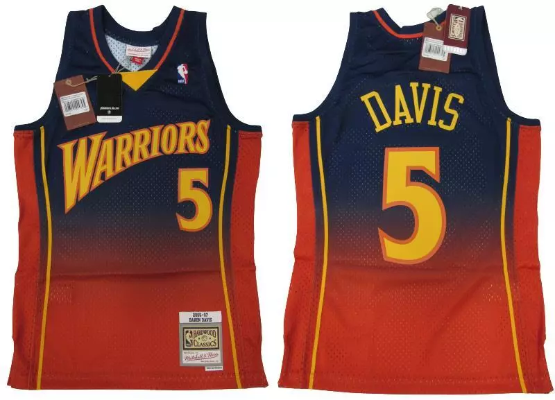 Men's Mitchell & Ness Baron Davis Navy Golden State Warriors 2006-07 Hardwood Classics Swingman Player Jersey