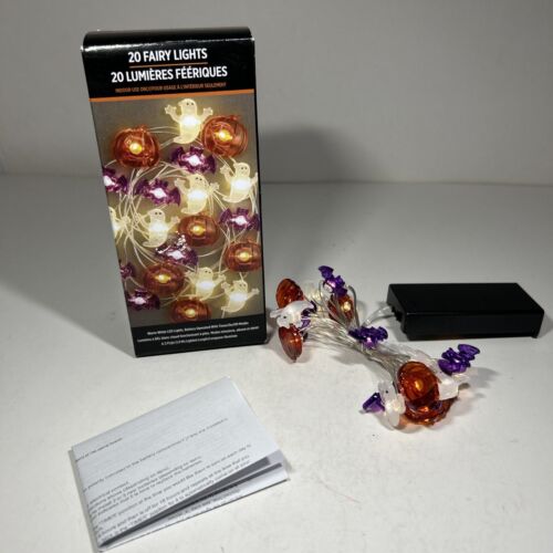 LED Fairy Lights 1” Halloween 20-String Lights Battery Indoor Ghost,Bat,Pumpkin