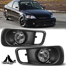 Fog Lights For 1999-2000 Honda Civic Wbezelwiringswitch Kit Clear Lens Pair