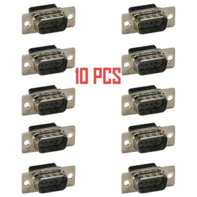 10x DB9 D-SUB 9-Pin Male Crimp Pin Type Connector Assembly Cup Socket Adapter