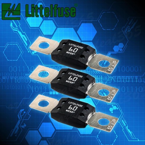 3pcs GENUINE LITTELFUSE MEGA FUSE 60A AMP FUSES DUAL BATTERY BATTERIES