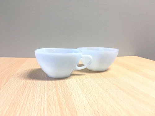 Vintage Set 2 Fire King Delphite Blue Azurite Square Coffee/Tea Cups 7oz