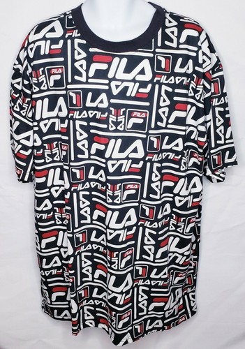 FILA T-Shirt Allover Logo Print Graphic 