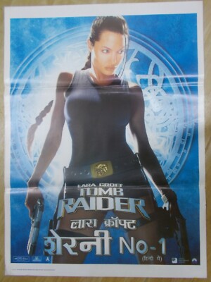 TOMB RAIDER lara croft 2018 angelina jolie Rare Film Poster India Orig ENG  HINDI