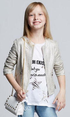 ELSY Girl Sweat Jacke ALYSON*beige mit Gold-Lurex* Gr.146-164 NEU%%%