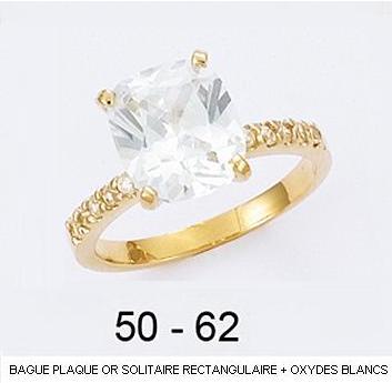 Bague Solitaire Diamant Cz 8mm - Plaqué Or 18K - Taille 50 - Femme
