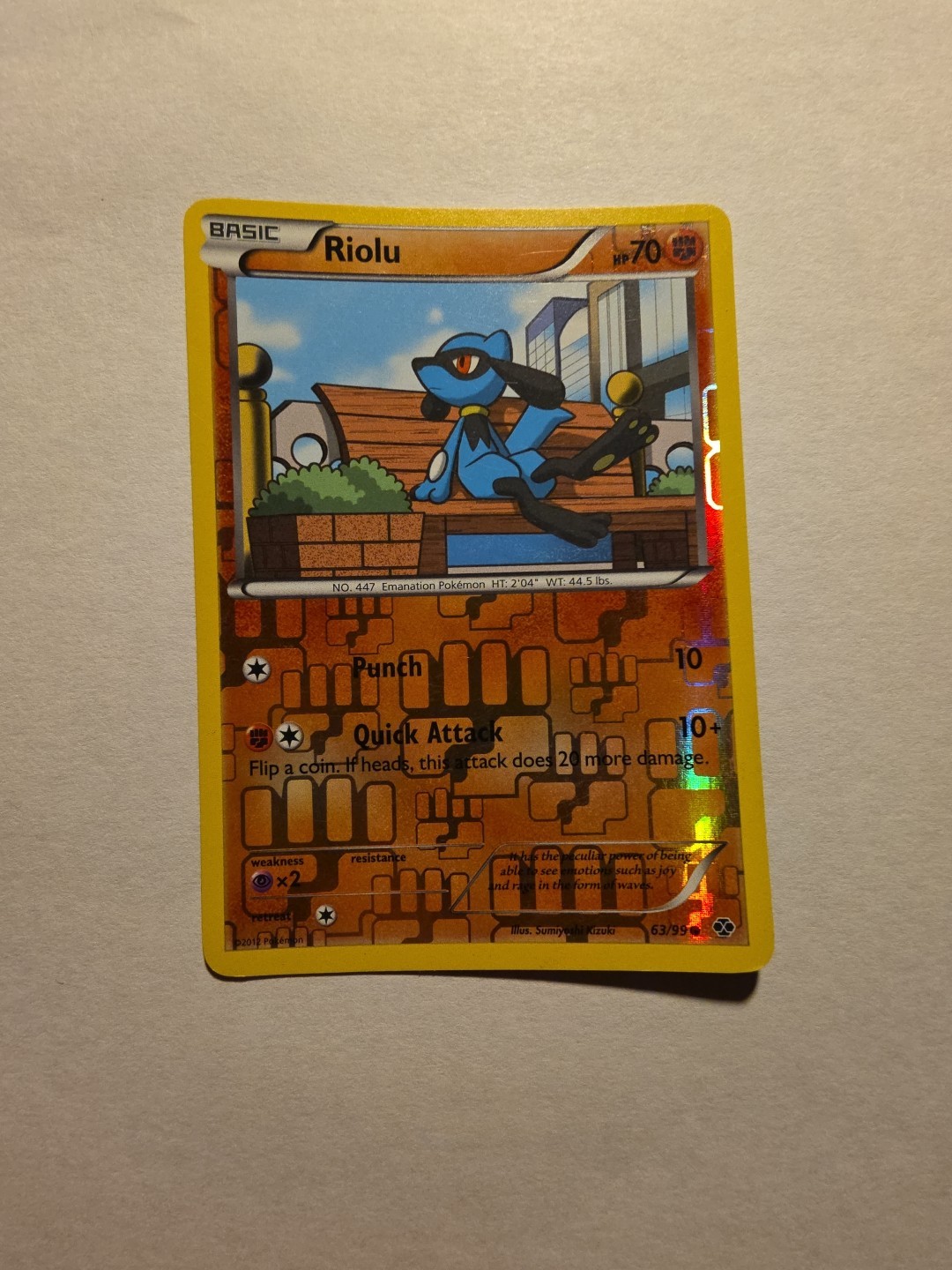 Pokémon TCG Riolu Common Reverse Holo Next Destinies 63/99 2012