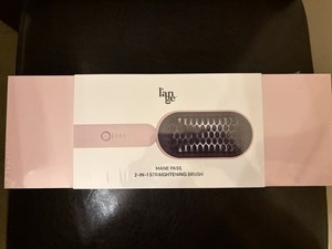 L'ange Mane Pass 2-in-1 Straightening Brush Blush Pink Ceramic Adjustable Heat