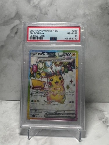Pikachu ex #219 Pokemon Surging Sparks psa 10