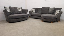 DFS Butterfly Grey 3 Seater Chaise Sofa & Large Cuddle Chair -Delivery Available