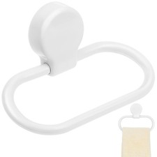 Adhesive Towel Holder White Hand Towel Holder For Wall Mounted Plastic Oval Show