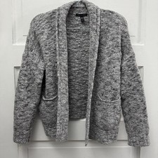 Eileen Fisher Wool Boucle Cardigan Jacket Open Front Gray Size Small