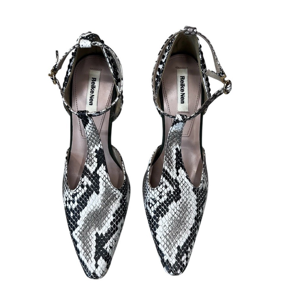 Reike Nen Python Snake Leather T-Strap Pumps Heel… - image 2